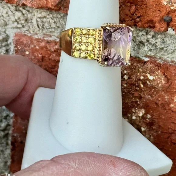 Rare Ametrine and Yellow Sapphire Ring - Picture 7 of 11